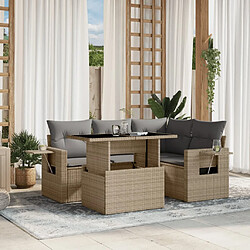 vidaXL Salon de jardin avec coussins 5 pcs beige résine tressée 