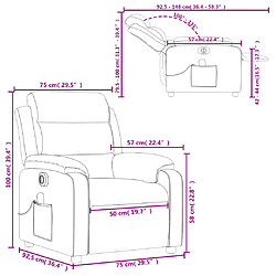 vidaXL Fauteuil inclinable de massage électrique gris foncé velours pas cher