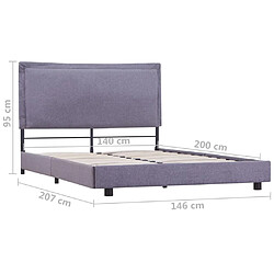 vidaXL Cadre de lit sans matelas gris clair tissu 140x200 cm pas cher