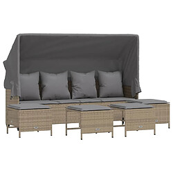 vidaXL Salon de jardin avec coussins 5 pcs beige résine tressée