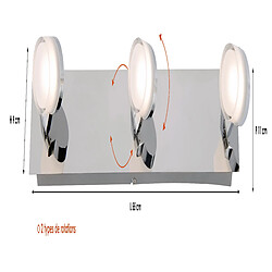 Réglette 3 Spots spécial Salle de Bain IP44 (13,5W 1050LM 3000K) Chrome - Voltman