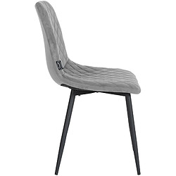 Avis Decoshop26 Lot de 4 chaises de salle à manger en tissu velours gris pieds métal noir couture losange CDS10422