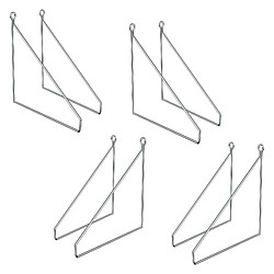 ML DESIGN MODERN LIVING Lot de 8 supports d'étagère murale équerre triangle en métal argent 250x250 mm 