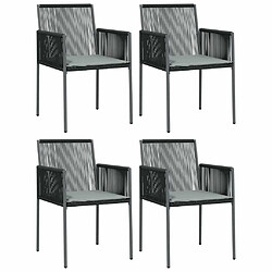 Maison Chic Lot de 4 Chaises de jardin,Fauteuil d'extérieur et coussins noir 54x60,5x83,5 cm -MN48206