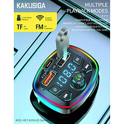 Riffi KAKU KSC-851 Transmetteur FM Bluetooth avec chargeur de voiture PD / Bluetooth 5.0 / MP3 / MicroSD