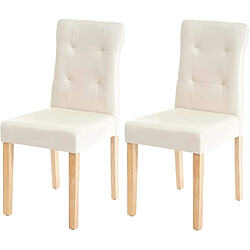 Decoshop26 Lot de 2 chaises en synthétique crème pieds en bois clair CDS04443