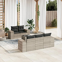 vidaXL Salon de jardin 6 pcs avec coussins gris clair résine tressée 