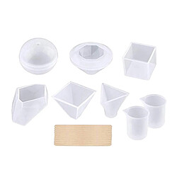 6 Pack Grand Résine Époxy Moule pour la Coulée Presse-papiers, Savon, Bougie, Moules en Résine Comprend Sphère, cube, Diamant, Pyramide, Pierre,