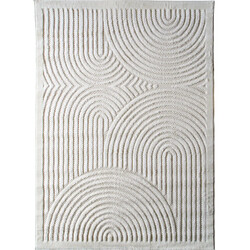 Thedecofactory NEW AGE DECO - Tapis moderne motif arc en ciel en relief crème 195x275 