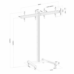 Avis Kimex Support sur roulettes pour 2 écrans TV 43'' - 49'' - Hauteur 240cm