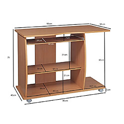 Mes Bureau informatique avec rangements 90x50x71 cm décor chêne pas cher