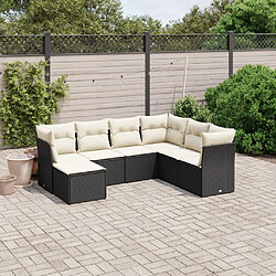 Maison Chic Ensemble Tables et chaises d'extérieur 7pcs avec coussins,Salon de jardin noir résine tressée -GKD281651