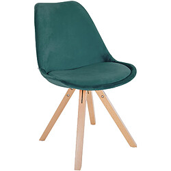 Decoshop26 Chaise de salle à manger x1 style scandinave en velours vert pieds en bois clair 10_0001469