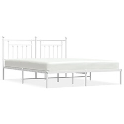 Maison Chic Lit adulte 160x200cm- Cadre de lit métal avec tête de lit pour chambre blanc -MN68008