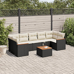 vidaXL Salon de jardin 8 pcs avec coussins noir résine tressée