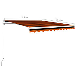 vidaXL Auvent manuel rétractable 350x250 cm Orange et marron pas cher