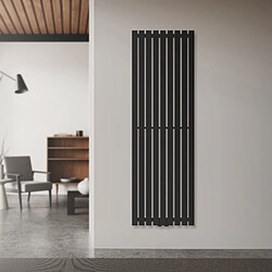 LuxeBath Radiateur design panneau plat raccord central monocouche 48x140 cm noir mat