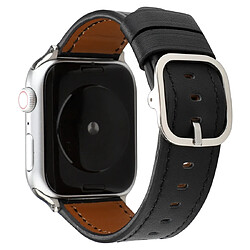 Wewoo Pour Apple Watch séries 5 et 4 40 mm / 3 et 2 et 1 38 mm boucle de style moderne Bracelet en cuir véritable noir 