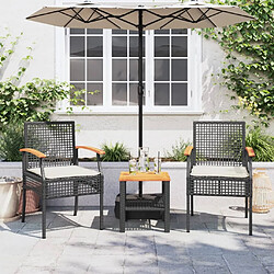 Avis Maison Chic Ensemble de bistro 3 pcs coussins,Table + chaises + coussins de jardin noir résine tressée acacia -GKD147285