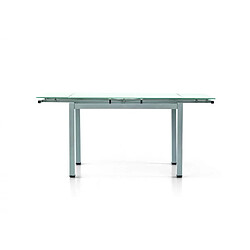 Alter Table extensible, avec structure en métal gris et étagère en verre, 110x70x76 cm