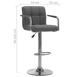 vidaXL Tabouret de bar Gris clair Tissu pas cher