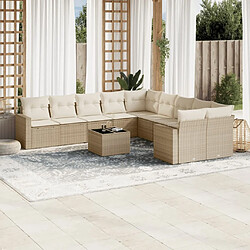 Maison Chic Salon de jardin 11 pcs avec coussins | Ensemble de Table et chaises | Mobilier d'Extérieur beige résine tressée -GKD79429