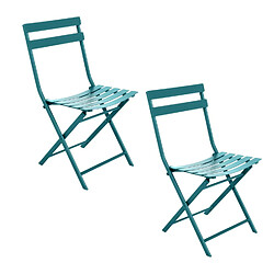 Hesperide Lot de 2 chaises de jardin pliables en métal Greensboro - Bleu canard