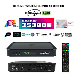 Pack Tivùsat Décodeur Satellite COMBO 4K Ultra HD - DIGIQUEST 4K HBBTV Q90 + Carte Tivùsat Activation Comprise - 2 Lecteurs de carte