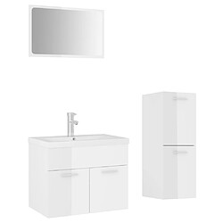 vidaXL Ensemble de meubles de salle de bain Blanc brillant Aggloméré