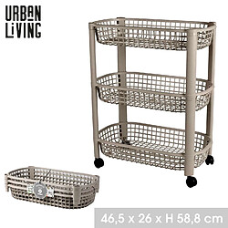 Urban Living Desserte à roulettes 3 niveaux Liberty en plastique - Gris