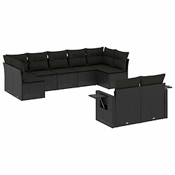 Maison Chic Ensemble Tables et chaises d'extérieur 9 pcs avec coussins,Salon de jardin noir résine tressée -GKD922484