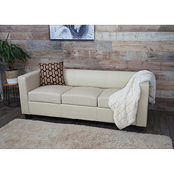 Mendler Canapé / sofa Lille, 3 places, 191x75x70cm ~ simili-cuir, crème