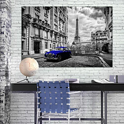 Paris Prix Tableau Imprimé Car in Paris Blue Wide 60 x 90 cm