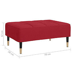 vidaXL Repose-pied Rouge bordeaux 78x56x32 cm Velours pas cher