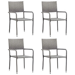 vidaXL Chaise à dîner de jardin empilable lot de 4 gris résine tressée 