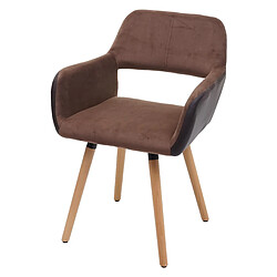 Decoshop26 Chaise de salle à manger bureau visiteur design rétro en tissu marron pied en bois clair 04_0002139