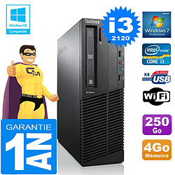 PC Lenovo M92p SFF Core I3-2120 Ram 4Go Disque 250 Go Graveur DVD Wifi W7 - Occasion