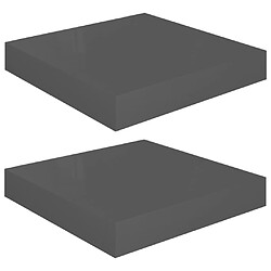 vidaXL Étagère murale flottante 2 pcs Gris brillant 23x23,5x3,8 cm MDF