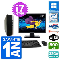 PC HP 600 G3 SFF Ecran 27" Intel i7-6700 RAM 32Go Disque 500Go Windows 10 Wifi · Occasion 