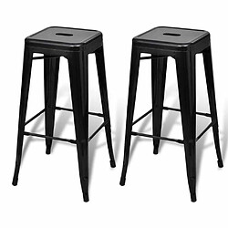 vidaXL Tabourets de bar lot de 2 noir acier