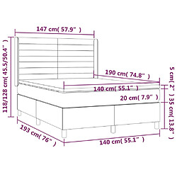 Acheter vidaXL Sommier à lattes de lit matelas et LED Vert foncé 140x190 cm