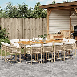 vidaXL Ensemble à manger de jardin et coussins 13 pcs beige