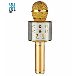 Riff WS-858 Microphone karaoké avec haut-parleurs AUX et Micro SD Or 