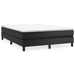 vidaXL Sommier à lattes de lit avec matelas Noir 140x200 cm Similicuir