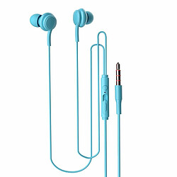 Casque De Contrôle Filaire Avec Microphone Couleur Bonbon Écouteurs Intra-Auriculaires Stéréo Compatible Pour Iphone Android Bleu 