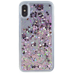 Coque rigide liquide avec paillettes bleues et roses pour iPhone X/XS 