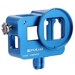 Wewoo Pour GoPro HERO6 / 5 bleu boîtier Shell CNC alliage d'aluminium Cage de protection avec cadre d'assurance et lentille UV 52mm