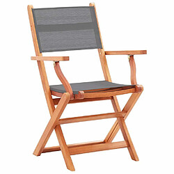 Maison Chic Lot de 2 Chaises pliables de jardin - Fauteuil d'extérieur Gris Eucalyptus et textilène -MN43532