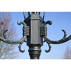 Avis vidaXL Lampadaire de jardin 2 bras 230 cm Vert foncé/Noir Aluminium