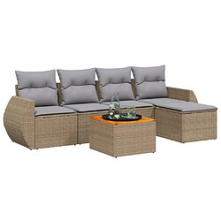 vidaXL Salon de jardin avec coussins 6 pcs beige résine tressée